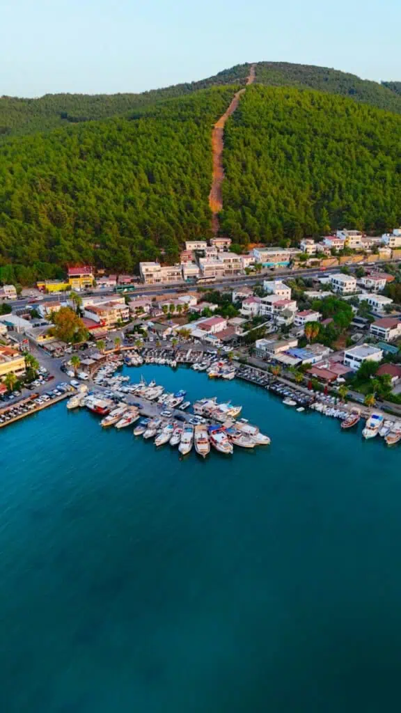 Aerial view of Amarynthos harbour, Evia